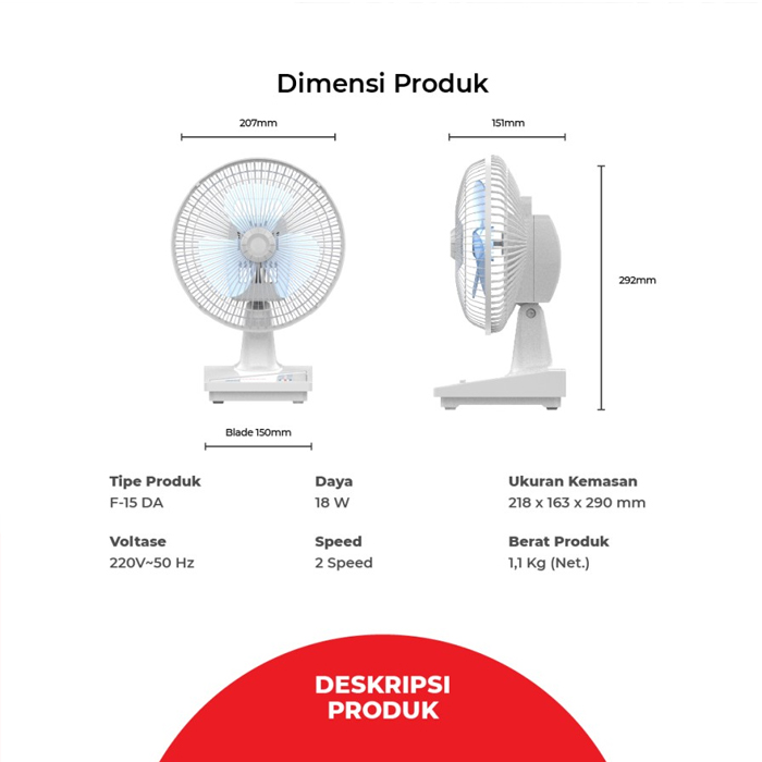Maspion Desk Fan [6 inch] - F15DA